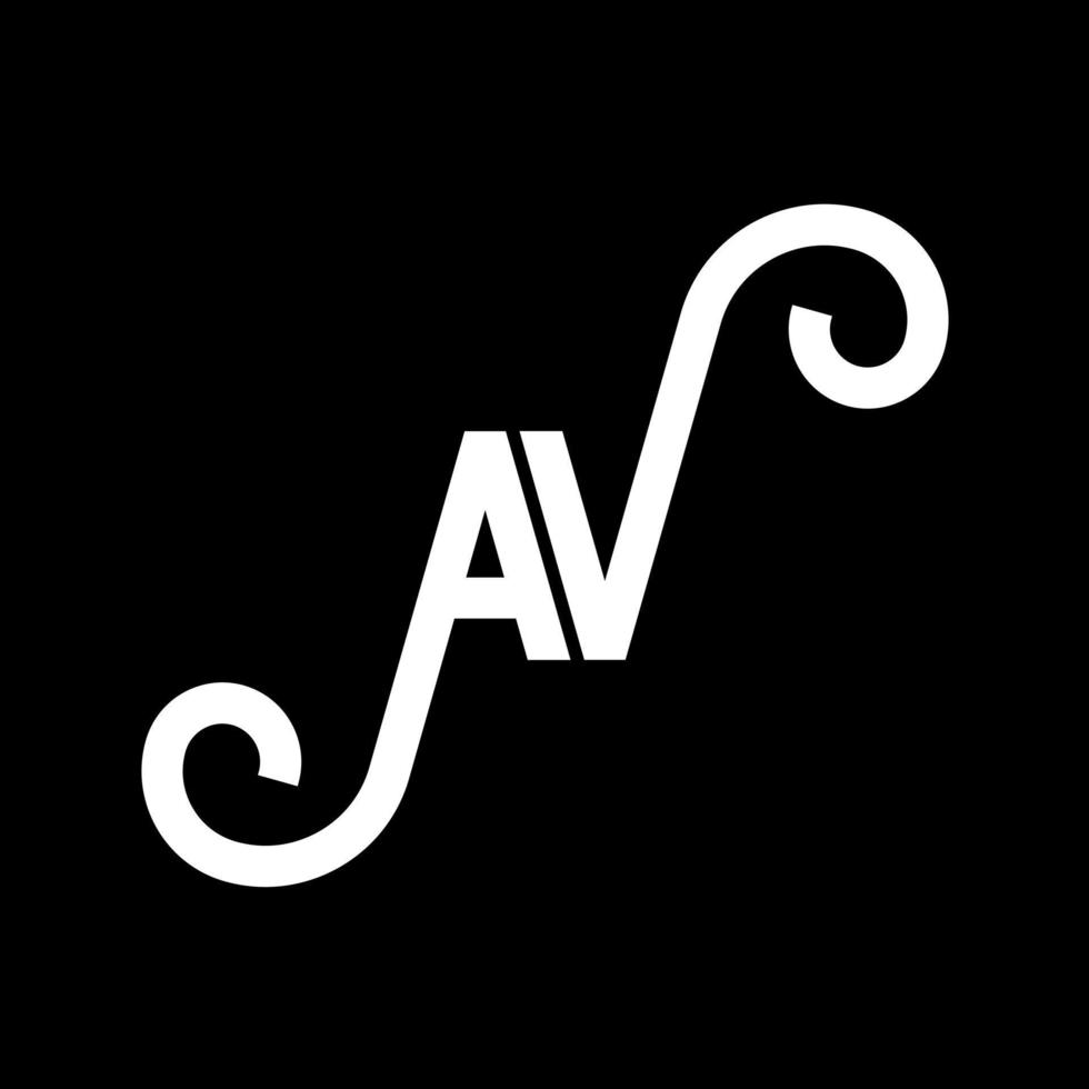 diseño de logotipo de letra av sobre fondo negro. concepto de logotipo de letra de iniciales creativas av. diseño de letras av. av diseño de letras blancas sobre fondo negro. av, av logotipo vector