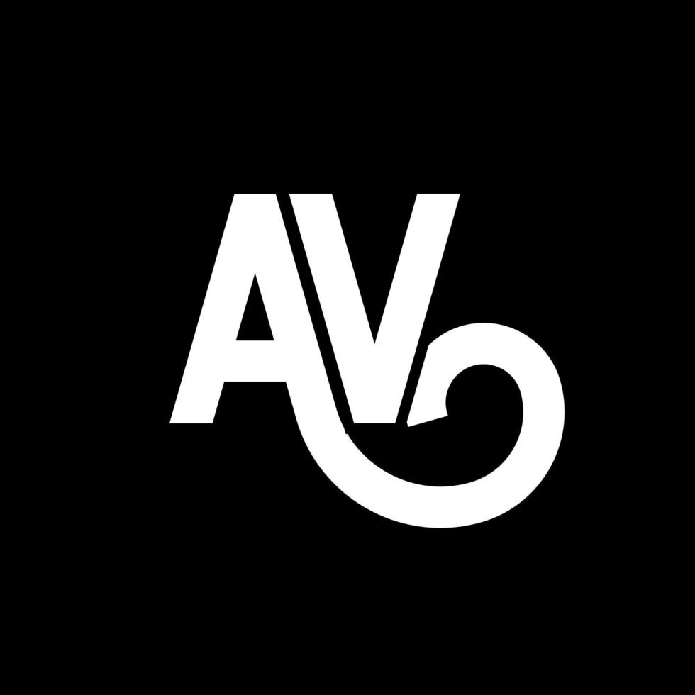 diseño de logotipo de letra av sobre fondo negro. concepto de logotipo de letra de iniciales creativas av. diseño de letras av. av diseño de letras blancas sobre fondo negro. av, av logotipo vector