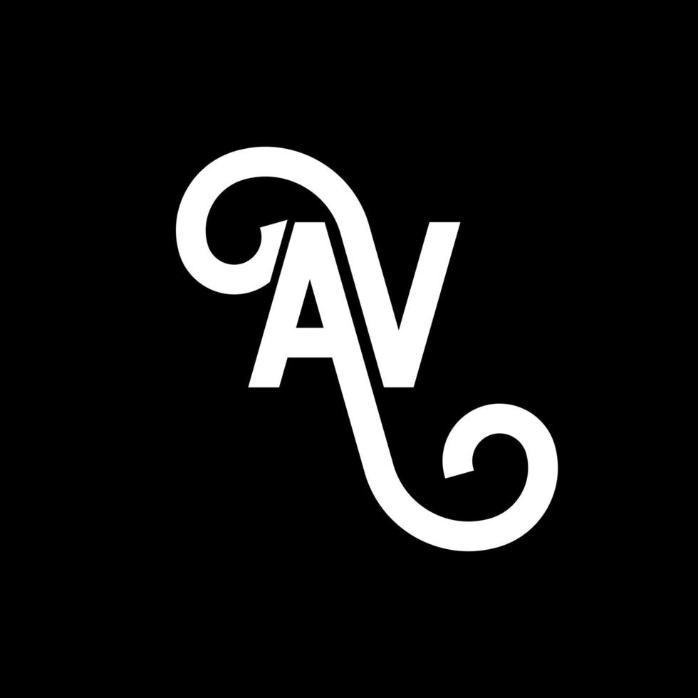 diseño de logotipo de letra av sobre fondo negro. concepto de logotipo de letra de iniciales creativas av. diseño de letras av. av diseño de letras blancas sobre fondo negro. av, av logotipo vector