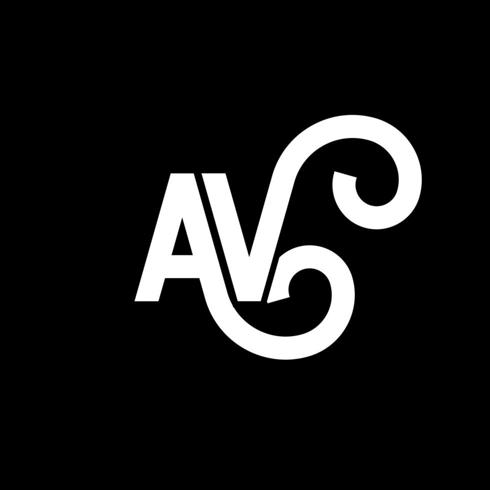 diseño de logotipo de letra av sobre fondo negro. concepto de logotipo de letra de iniciales creativas av. diseño de letras av. av diseño de letras blancas sobre fondo negro. av, av logotipo vector