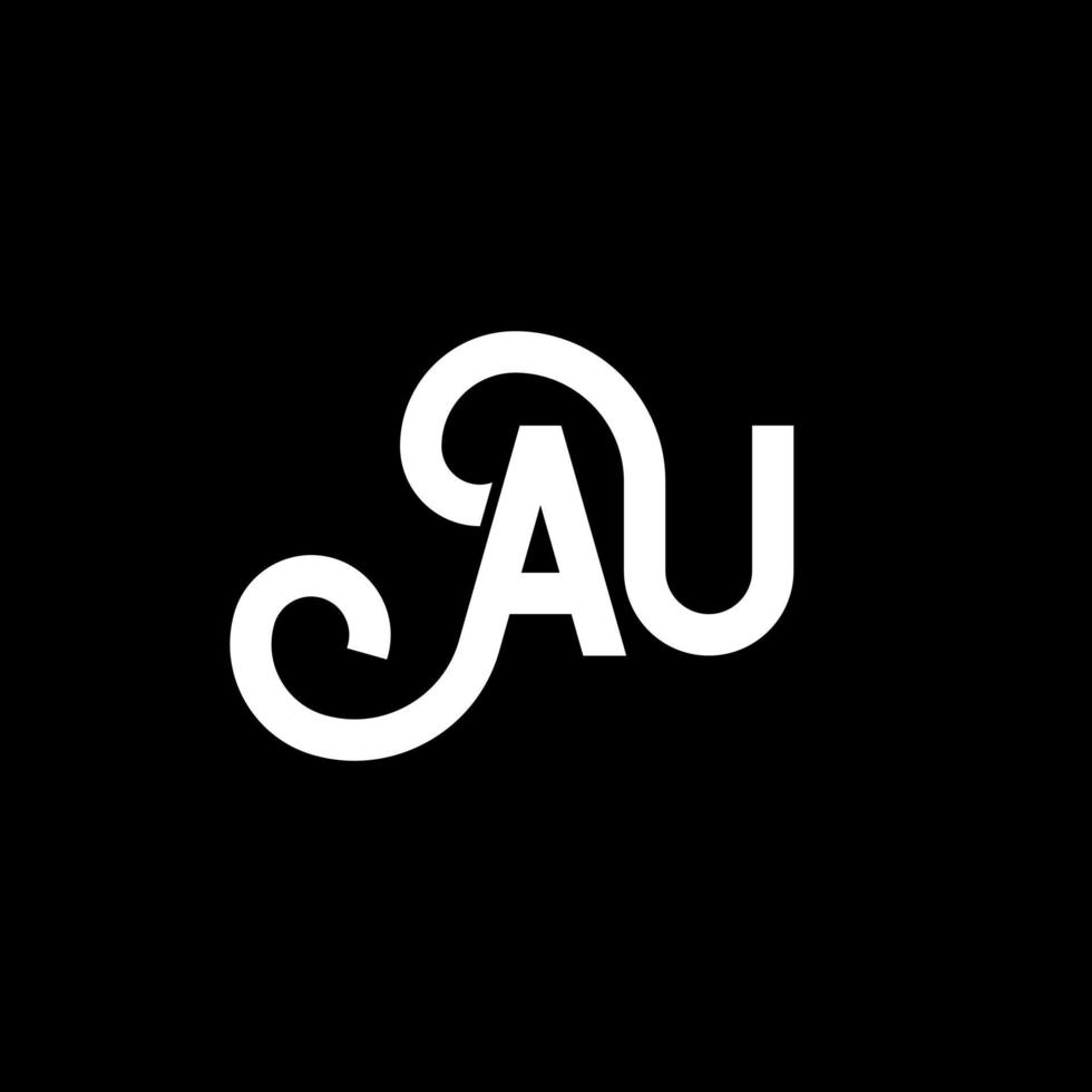 AU letter logo design on black background. AU creative initials letter logo concept. au letter design. AU white letter design on black background. A U, a u logo vector