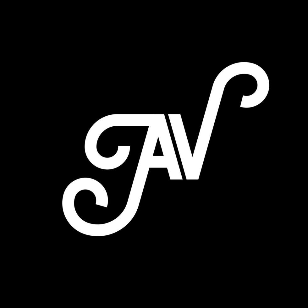 diseño de logotipo de letra av sobre fondo negro. concepto de logotipo de letra de iniciales creativas av. diseño de letras av. av diseño de letras blancas sobre fondo negro. av, av logotipo vector