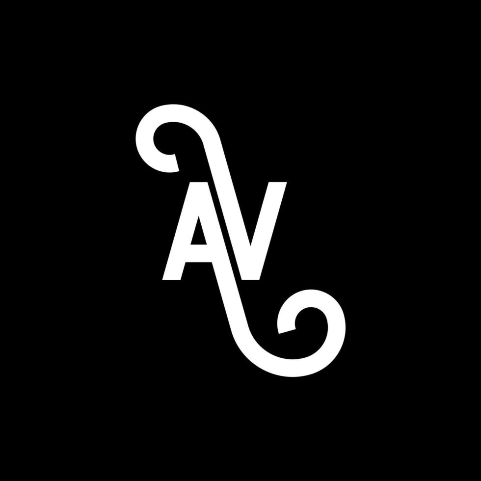 diseño de logotipo de letra av sobre fondo negro. concepto de logotipo de letra de iniciales creativas av. diseño de letras av. av diseño de letras blancas sobre fondo negro. av, av logotipo vector