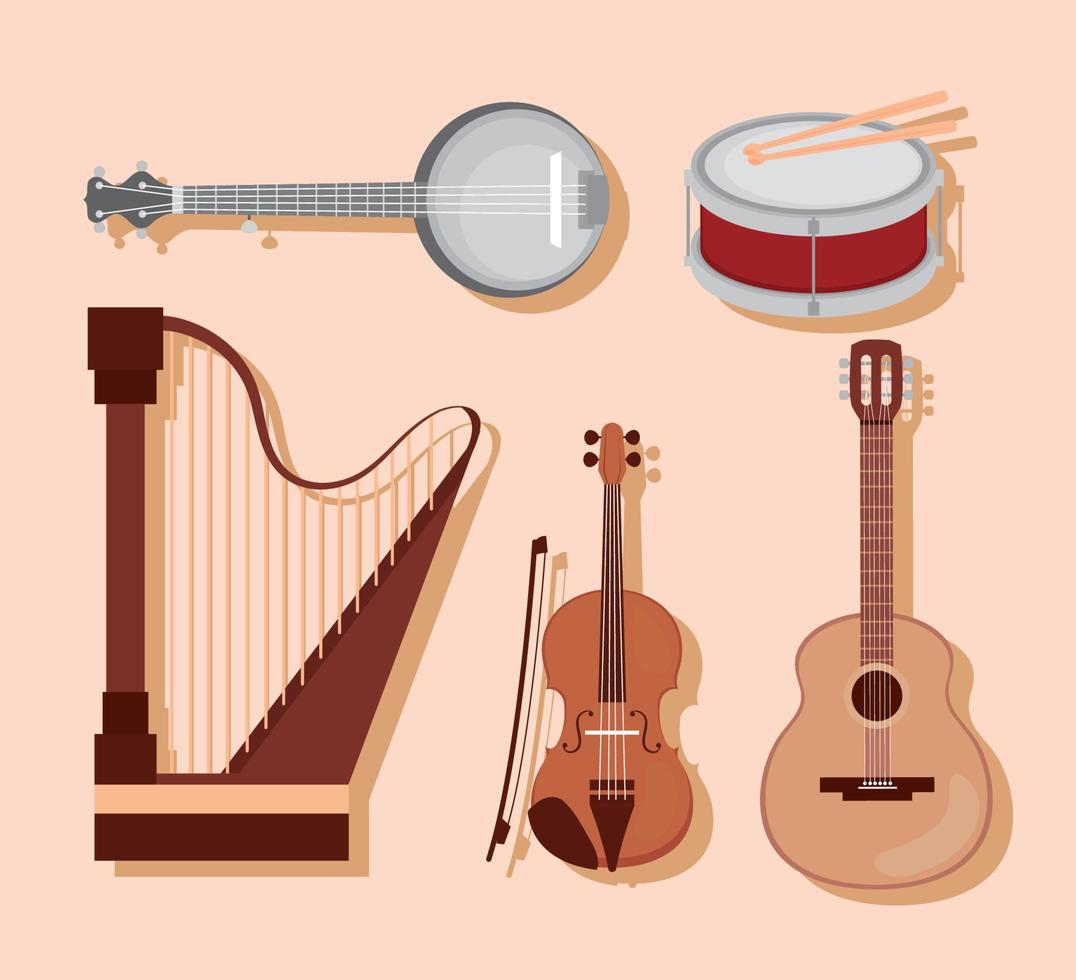 icons music instruments vector