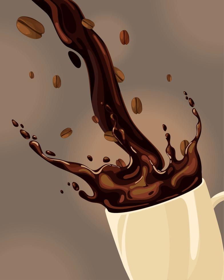 splashing coffee in cup vector