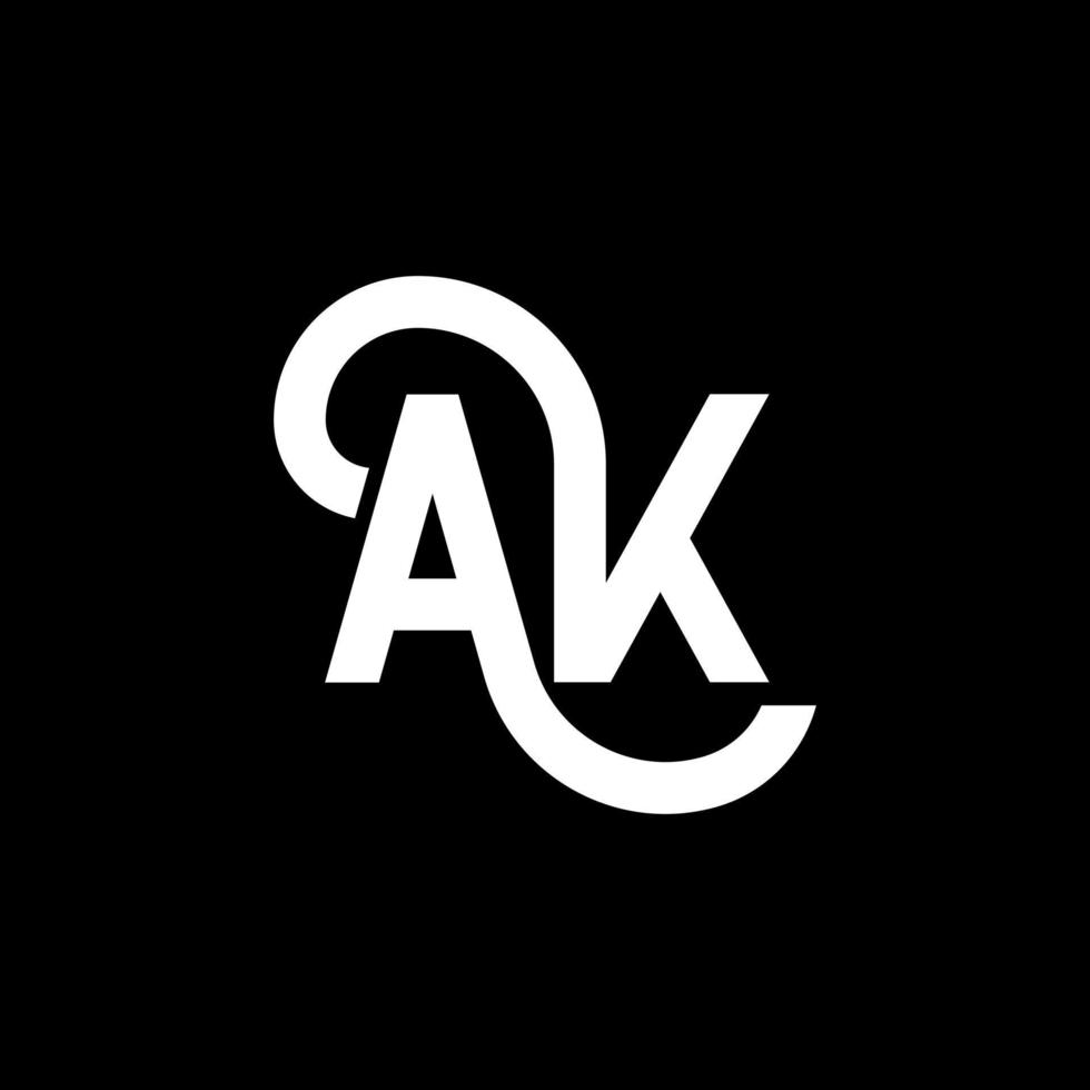 AK letter logo design on black background. AK creative initials letter logo concept. ak icon design. AK white letter icon design on black background. A K vector