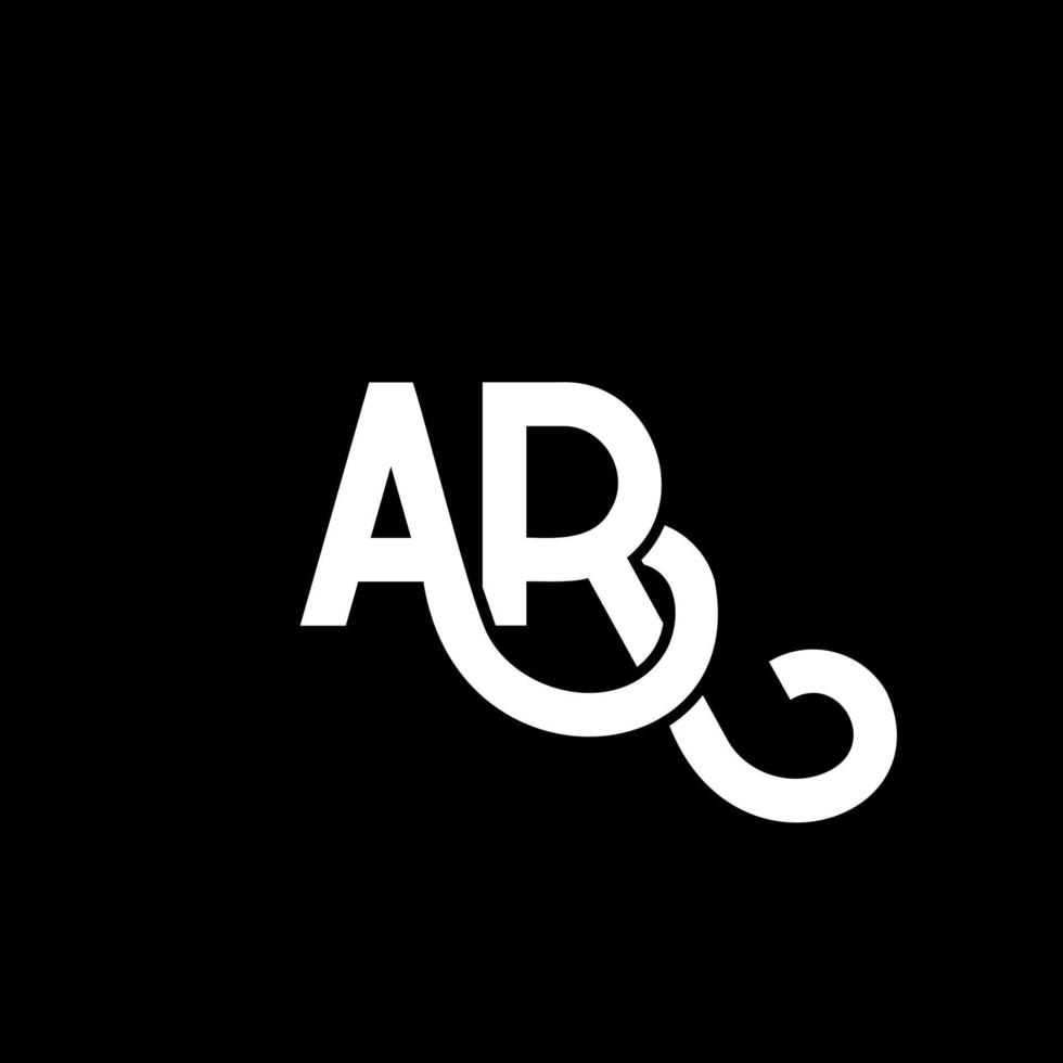 diseño de logotipo de letra ar sobre fondo negro. concepto de logotipo de letra de iniciales creativas ar. diseño de letras ar. ar diseño de letras blancas sobre fondo negro. ar, logotipo de ar vector