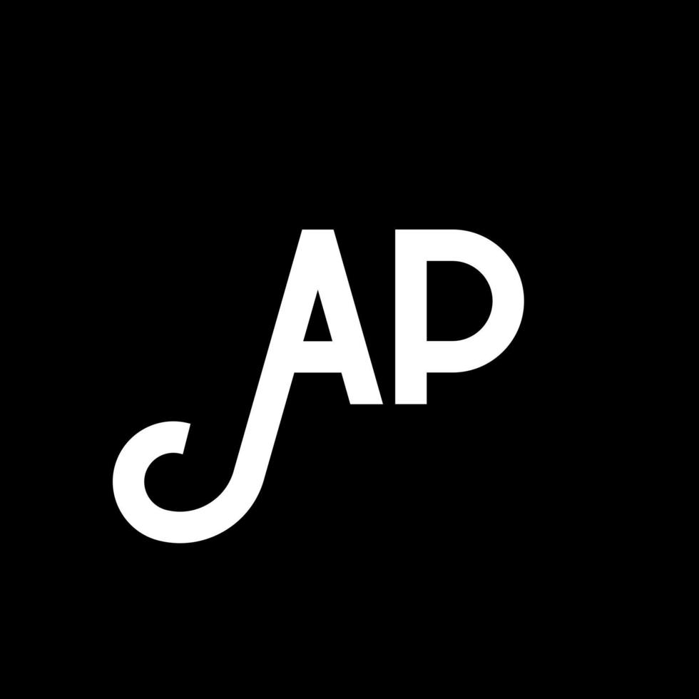 diseño de logotipo de letra ap sobre fondo negro. concepto creativo del logotipo de la letra de las iniciales ap. diseño de letras ap. ap diseño de letras blancas sobre fondo negro. ap, logotipo de ap vector