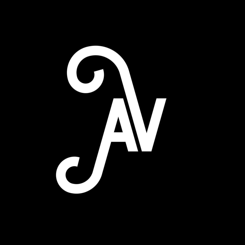 diseño de logotipo de letra av sobre fondo negro. concepto de logotipo de letra de iniciales creativas av. diseño de letras av. av diseño de letras blancas sobre fondo negro. av, av logotipo vector