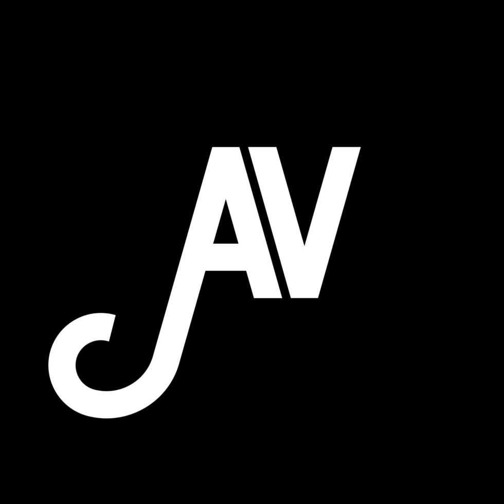 diseño de logotipo de letra av sobre fondo negro. concepto de logotipo de letra de iniciales creativas av. diseño de letras av. av diseño de letras blancas sobre fondo negro. av, av logotipo vector