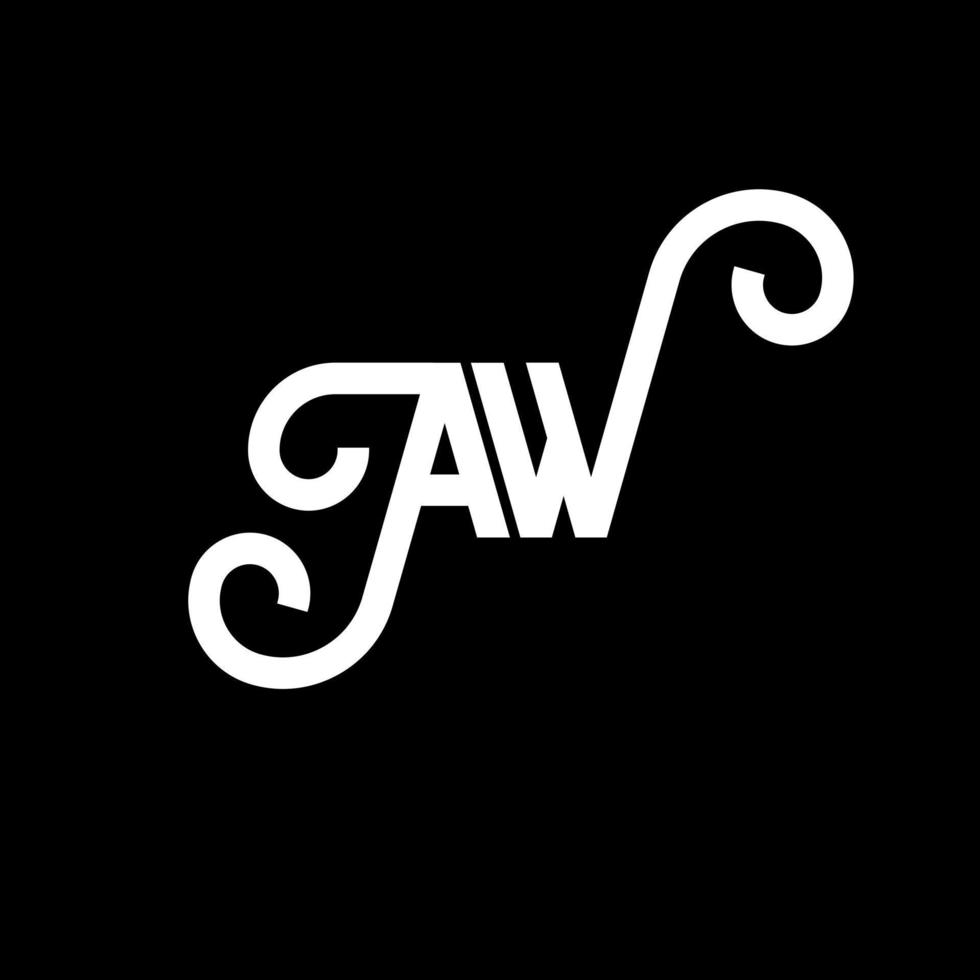 diseño de logotipo de letra aw sobre fondo negro. concepto creativo del logotipo de la letra de las iniciales. diseño de letra aw. aw diseño de letras blancas sobre fondo negro. aw, aw logotipo vector