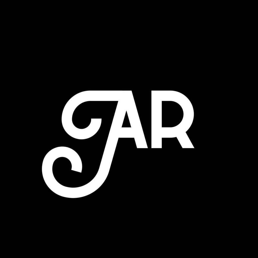 diseño de logotipo de letra ar sobre fondo negro. concepto de logotipo de letra de iniciales creativas ar. diseño de letras ar. ar diseño de letras blancas sobre fondo negro. ar, logotipo de ar vector