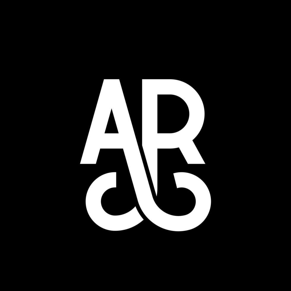 diseño de logotipo de letra ar sobre fondo negro. concepto de logotipo de letra de iniciales creativas ar. diseño de letras ar. ar diseño de letras blancas sobre fondo negro. ar, logotipo de ar vector