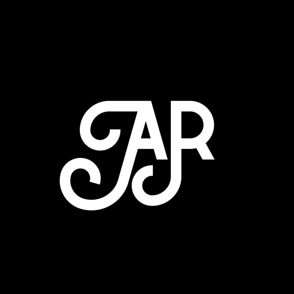 diseño de logotipo de letra ar sobre fondo negro. concepto de logotipo de letra de iniciales creativas ar. diseño de letras ar. ar diseño de letras blancas sobre fondo negro. ar, logotipo de ar vector