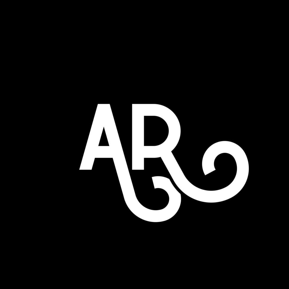 diseño de logotipo de letra ar sobre fondo negro. concepto de logotipo de letra de iniciales creativas ar. diseño de letras ar. ar diseño de letras blancas sobre fondo negro. ar, logotipo de ar vector