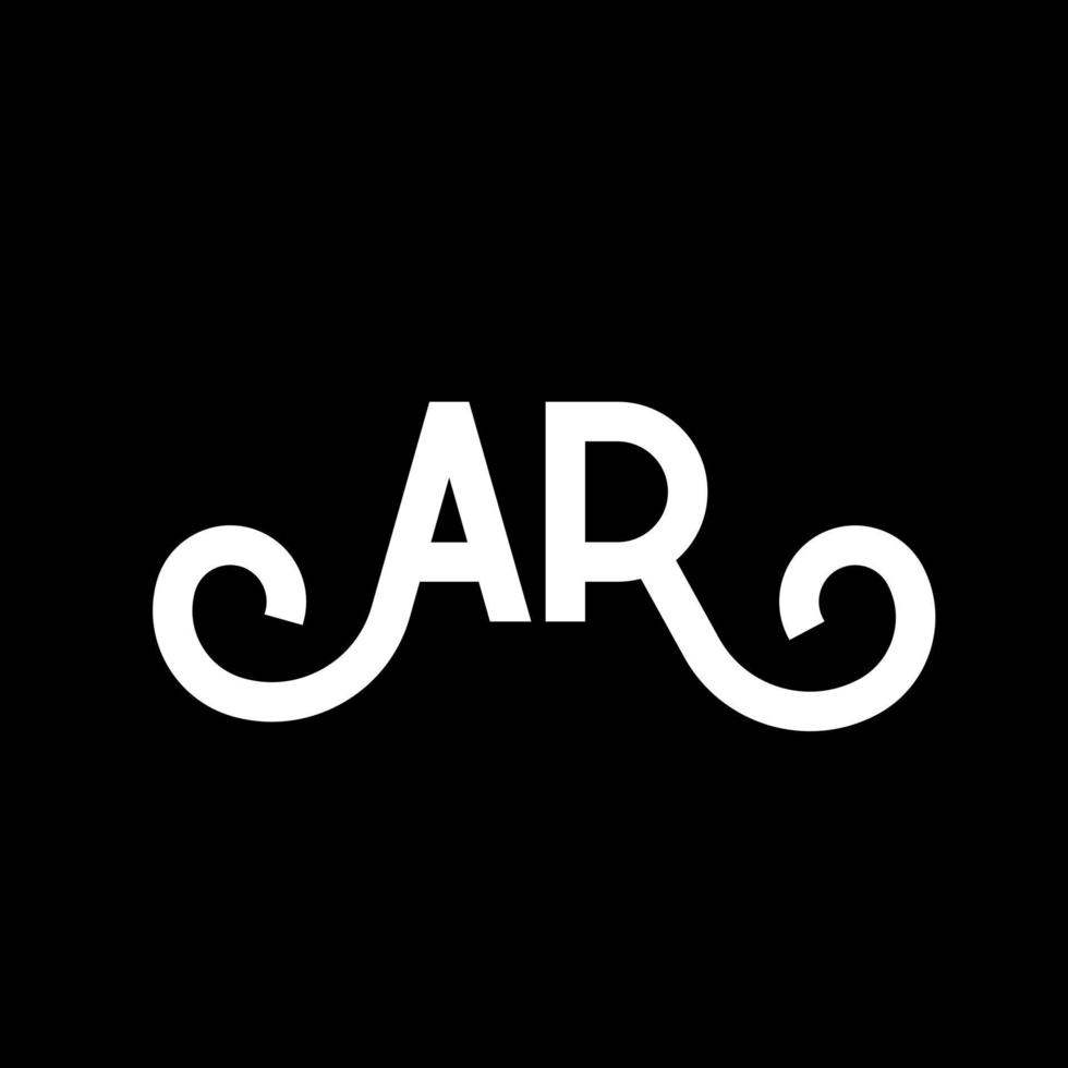 diseño de logotipo de letra ar sobre fondo negro. concepto de logotipo de letra de iniciales creativas ar. diseño de letras ar. ar diseño de letras blancas sobre fondo negro. ar, logotipo de ar vector