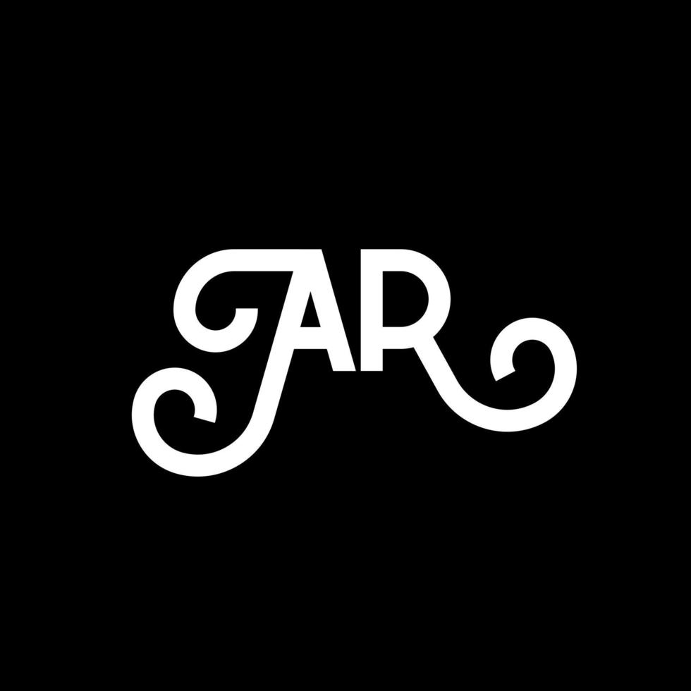 diseño de logotipo de letra ar sobre fondo negro. concepto de logotipo de letra de iniciales creativas ar. diseño de letras ar. ar diseño de letras blancas sobre fondo negro. ar, logotipo de ar vector