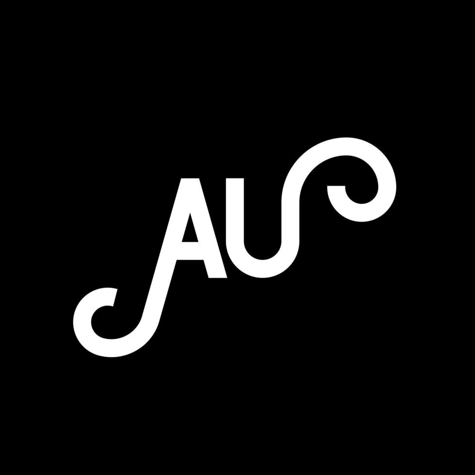AU letter logo design on black background. AU creative initials letter logo concept. au letter design. AU white letter design on black background. A U, a u logo vector