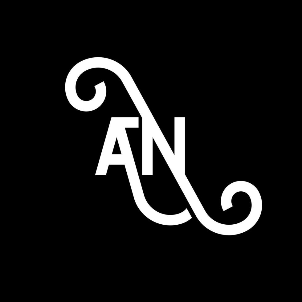 AN letter logo design on black background. AN creative initials letter logo concept. an letter design. AN white letter design on black background. A N, a n logo vector