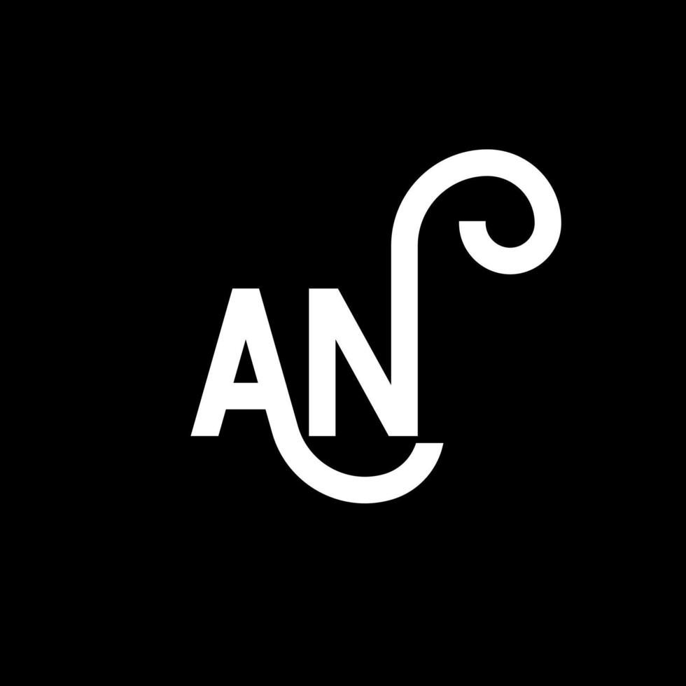 AN letter logo design on black background. AN creative initials letter logo concept. an letter design. AN white letter design on black background. A N, a n logo vector