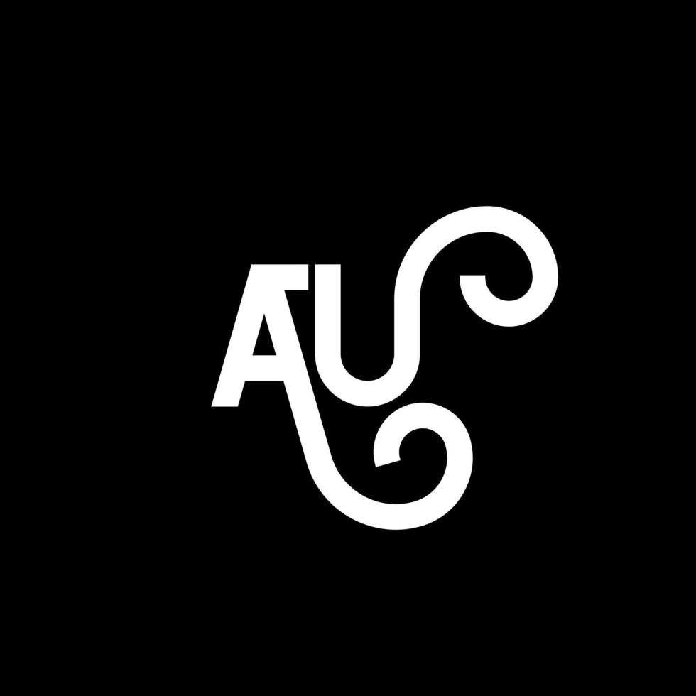 AU letter logo design on black background. AU creative initials letter logo concept. au letter design. AU white letter design on black background. A U, a u logo vector