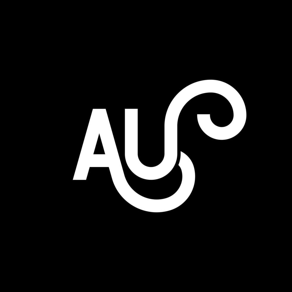 AU letter logo design on black background. AU creative initials letter logo concept. au letter design. AU white letter design on black background. A U, a u logo vector