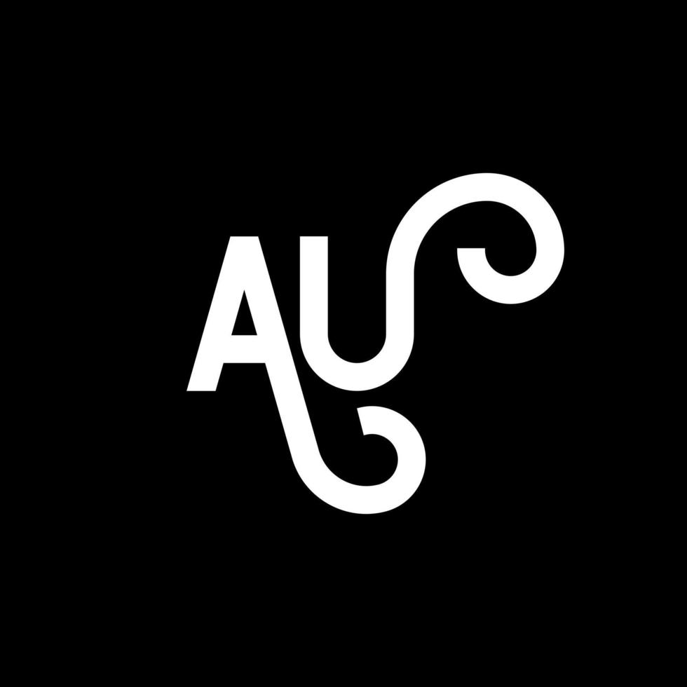 AU letter logo design on black background. AU creative initials letter logo concept. au letter design. AU white letter design on black background. A U, a u logo vector