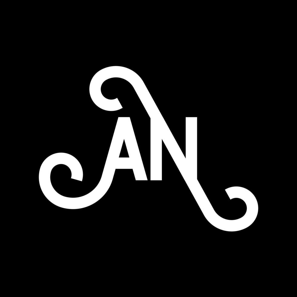 AN letter logo design on black background. AN creative initials letter logo concept. an letter design. AN white letter design on black background. A N, a n logo vector