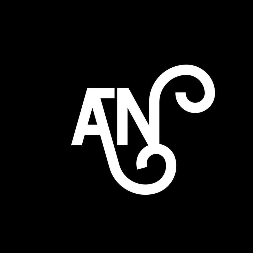 AN letter logo design on black background. AN creative initials letter logo concept. an letter design. AN white letter design on black background. A N, a n logo vector