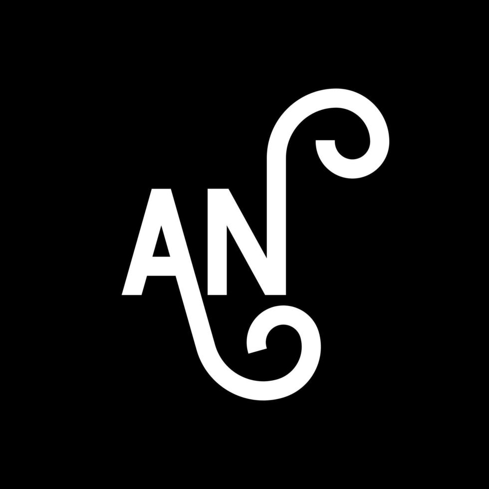 AN letter logo design on black background. AN creative initials letter logo concept. an letter design. AN white letter design on black background. A N, a n logo vector
