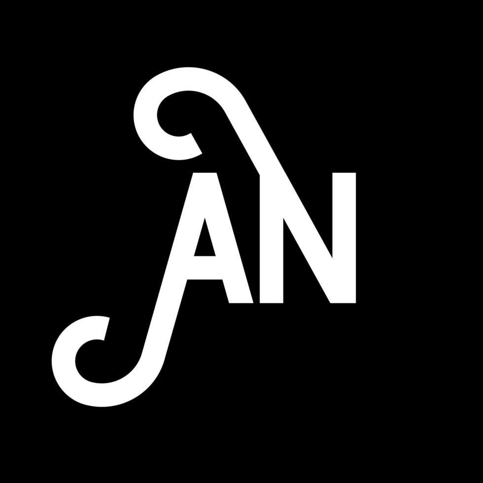 AN letter logo design on black background. AN creative initials letter logo concept. an letter design. AN white letter design on black background. A N, a n logo vector