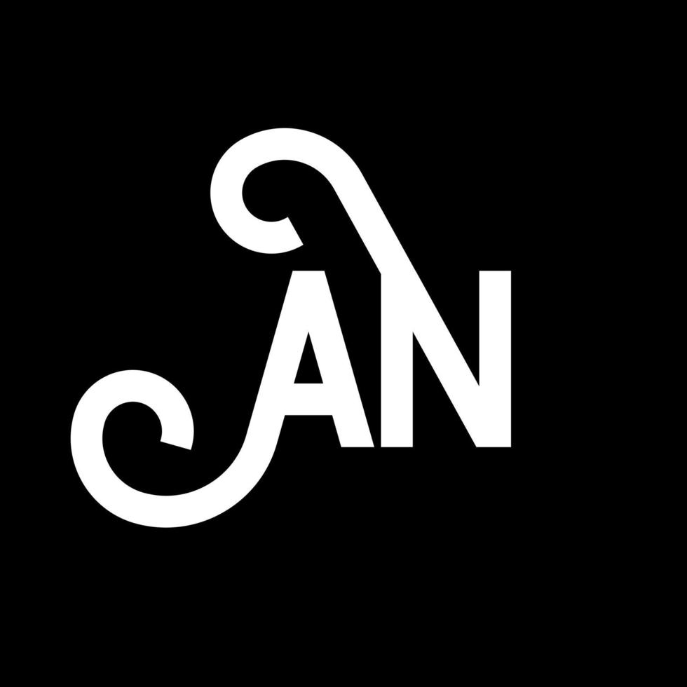 AN letter logo design on black background. AN creative initials letter logo concept. an letter design. AN white letter design on black background. A N, a n logo vector