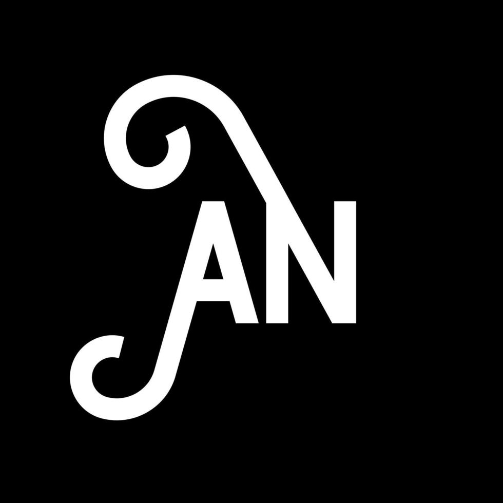 AN letter logo design on black background. AN creative initials letter logo concept. an letter design. AN white letter design on black background. A N, a n logo vector