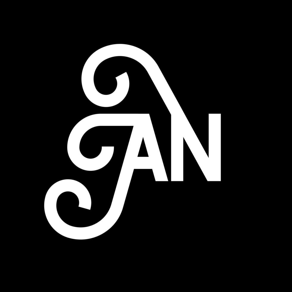 AN letter logo design on black background. AN creative initials letter logo concept. an letter design. AN white letter design on black background. A N, a n logo vector