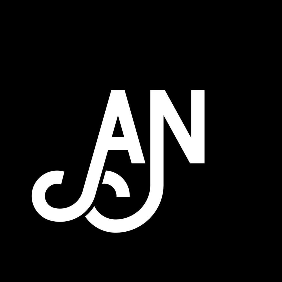 AN letter logo design on black background. AN creative initials letter logo concept. an letter design. AN white letter design on black background. A N, a n logo vector
