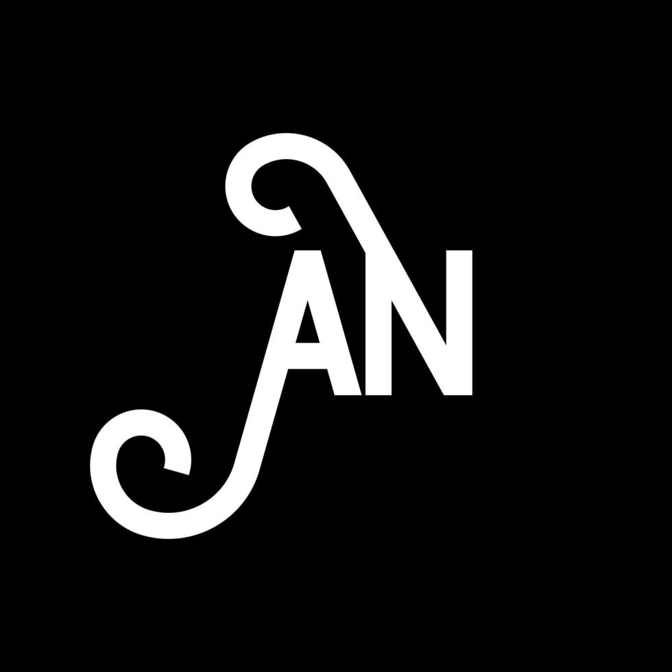 AN letter logo design on black background. AN creative initials letter logo concept. an letter design. AN white letter design on black background. A N, a n logo vector