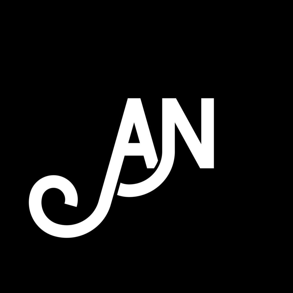 AN letter logo design on black background. AN creative initials letter logo concept. an letter design. AN white letter design on black background. A N, a n logo vector