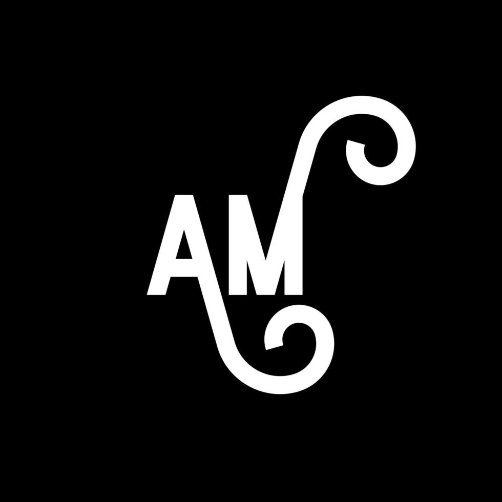 AM letter logo design on black background. AM creative initials letter logo concept. am icon design. AM white letter icon design on black background. A M vector