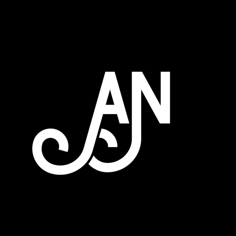 AN letter logo design on black background. AN creative initials letter logo concept. an letter design. AN white letter design on black background. A N, a n logo vector