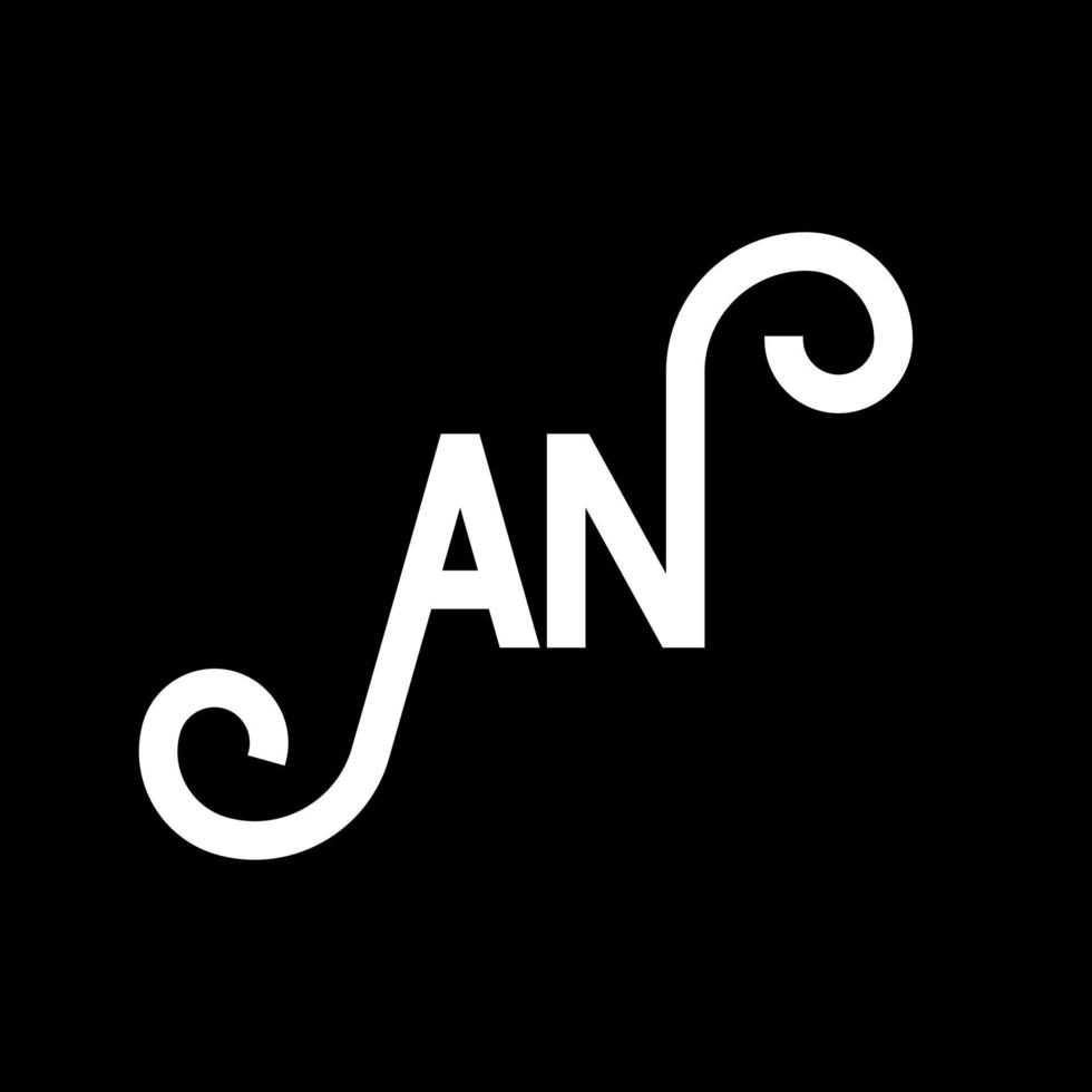 AN letter logo design on black background. AN creative initials letter logo concept. an letter design. AN white letter design on black background. A N, a n logo vector