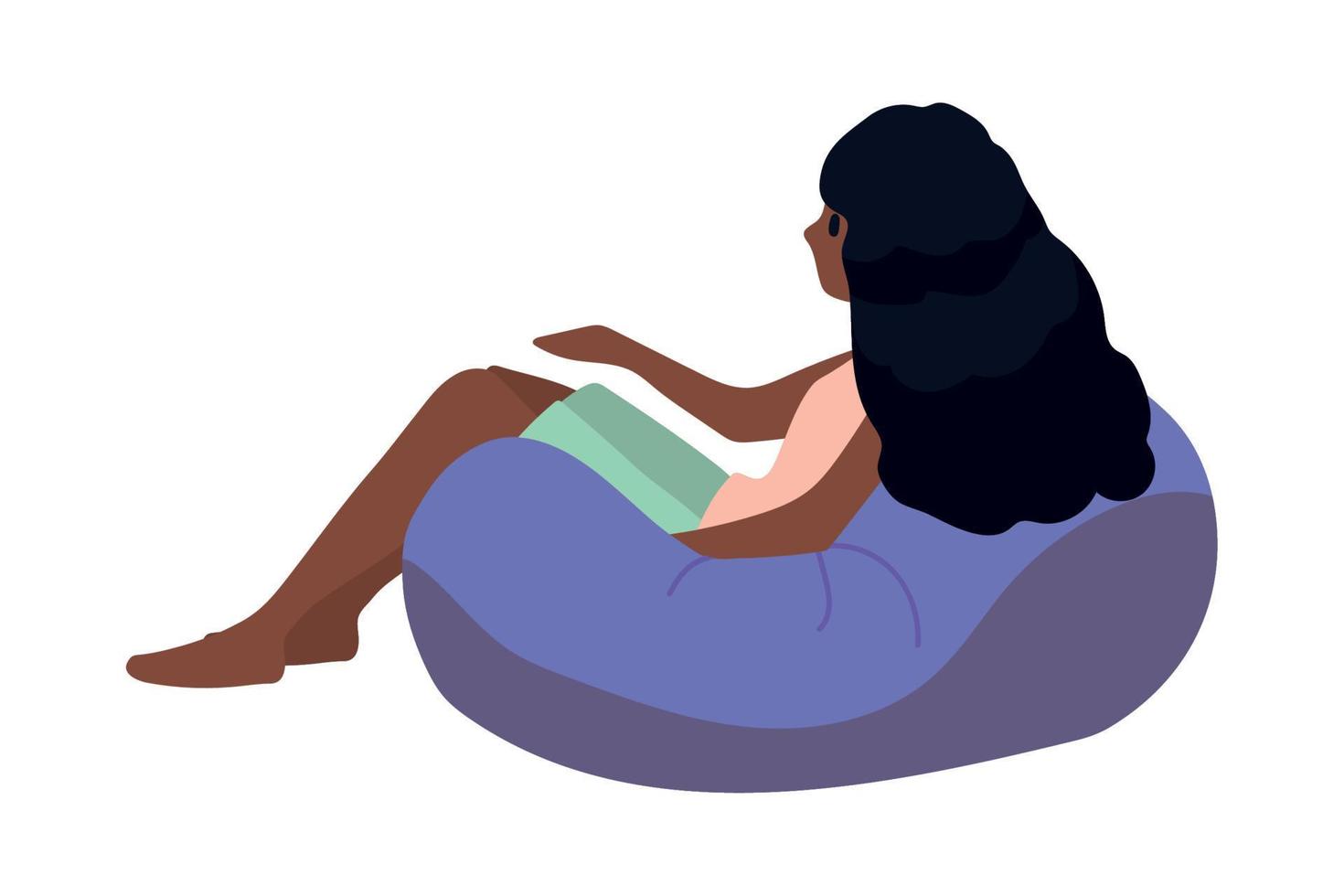 woman sitting in bean bag vector