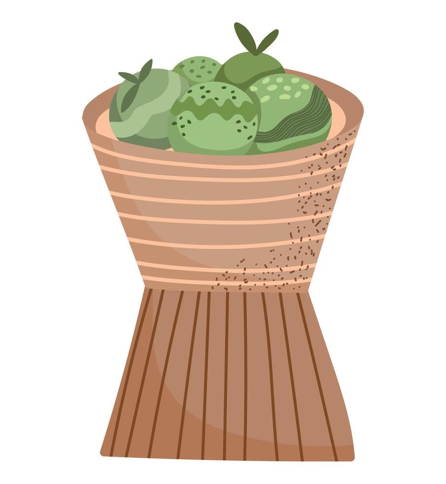 matcha candies in bowl vector