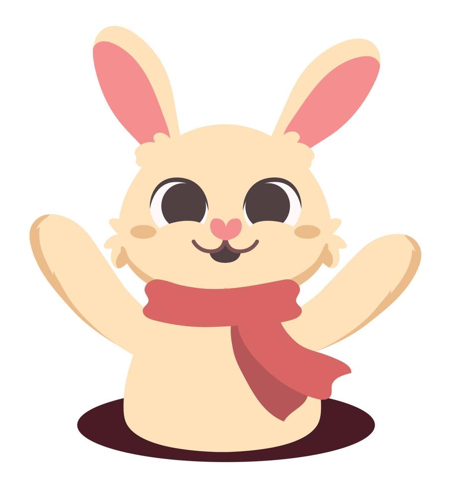 cute rabbit with scarf vector