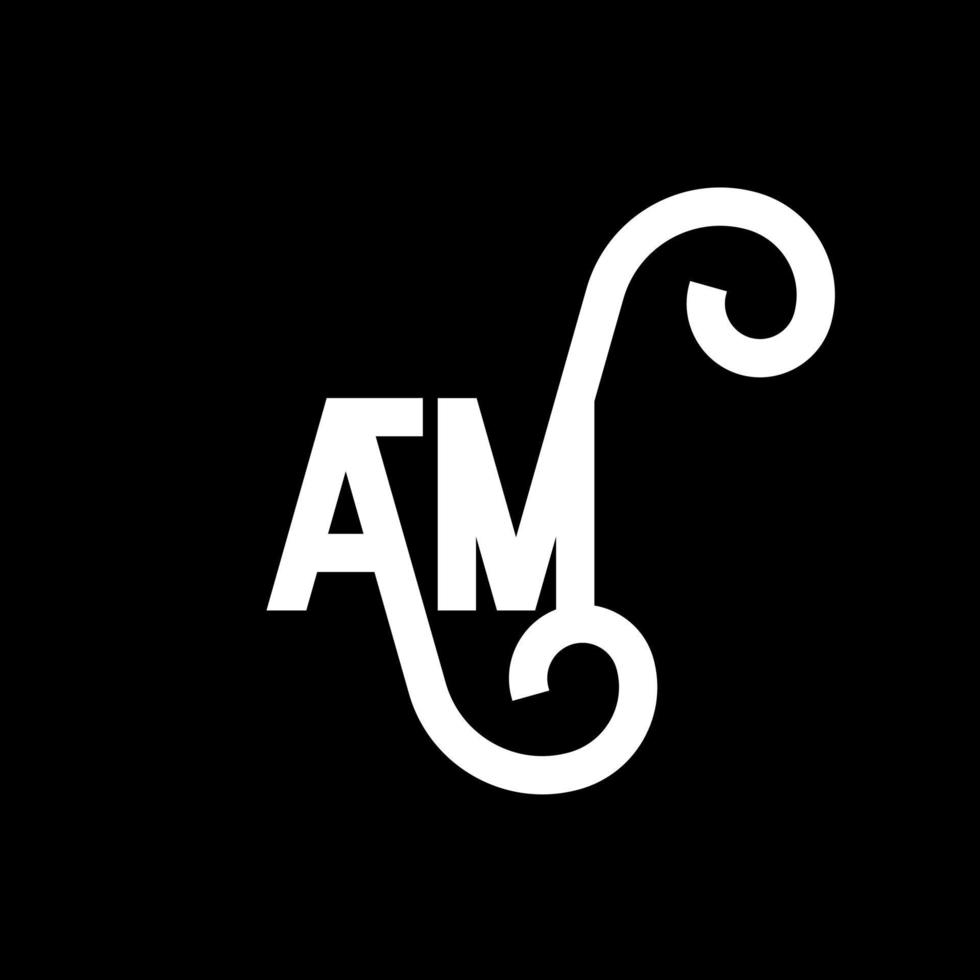 AM letter logo design on black background. AM creative initials letter logo concept. am icon design. AM white letter icon design on black background. A M vector