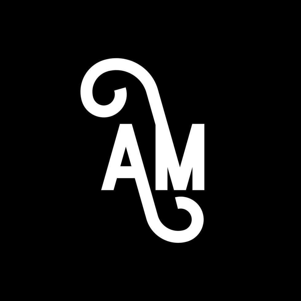 AM letter logo design on black background. AM creative initials letter logo concept. am icon design. AM white letter icon design on black background. A M vector
