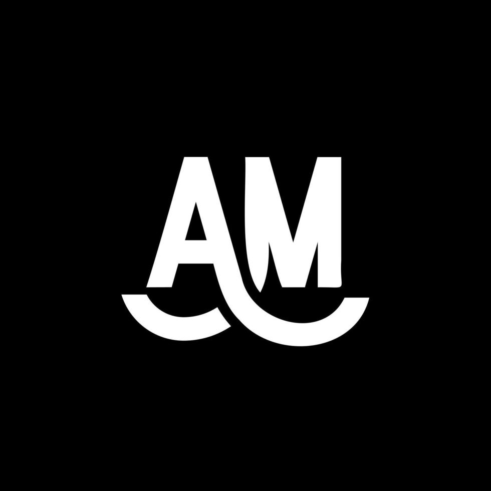 AM letter logo design on black background. AM creative initials letter logo concept. am icon design. AM white letter icon design on black background. A M vector