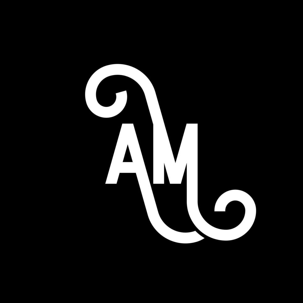 AM letter logo design on black background. AM creative initials letter logo concept. am icon design. AM white letter icon design on black background. A M vector