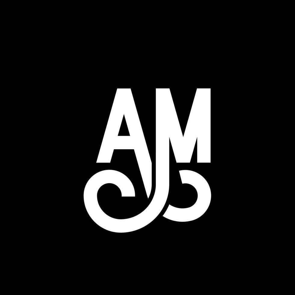 AM letter logo design on black background. AM creative initials letter logo concept. am icon design. AM white letter icon design on black background. A M vector