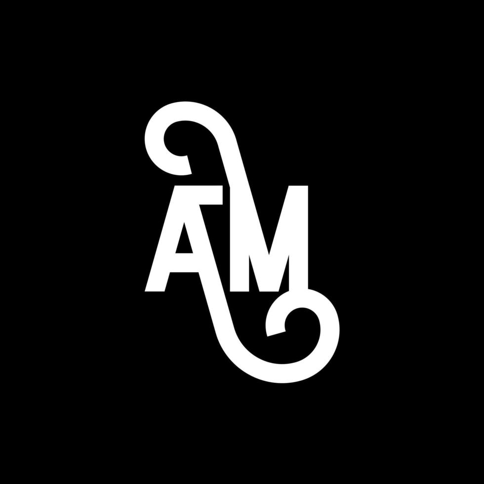 AM letter logo design on black background. AM creative initials letter logo concept. am icon design. AM white letter icon design on black background. A M vector