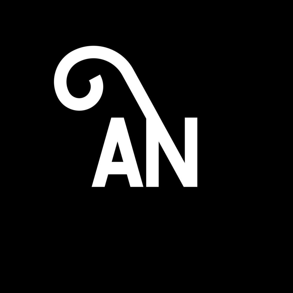 AN letter logo design on black background. AN creative initials letter logo concept. an letter design. AN white letter design on black background. A N, a n logo vector